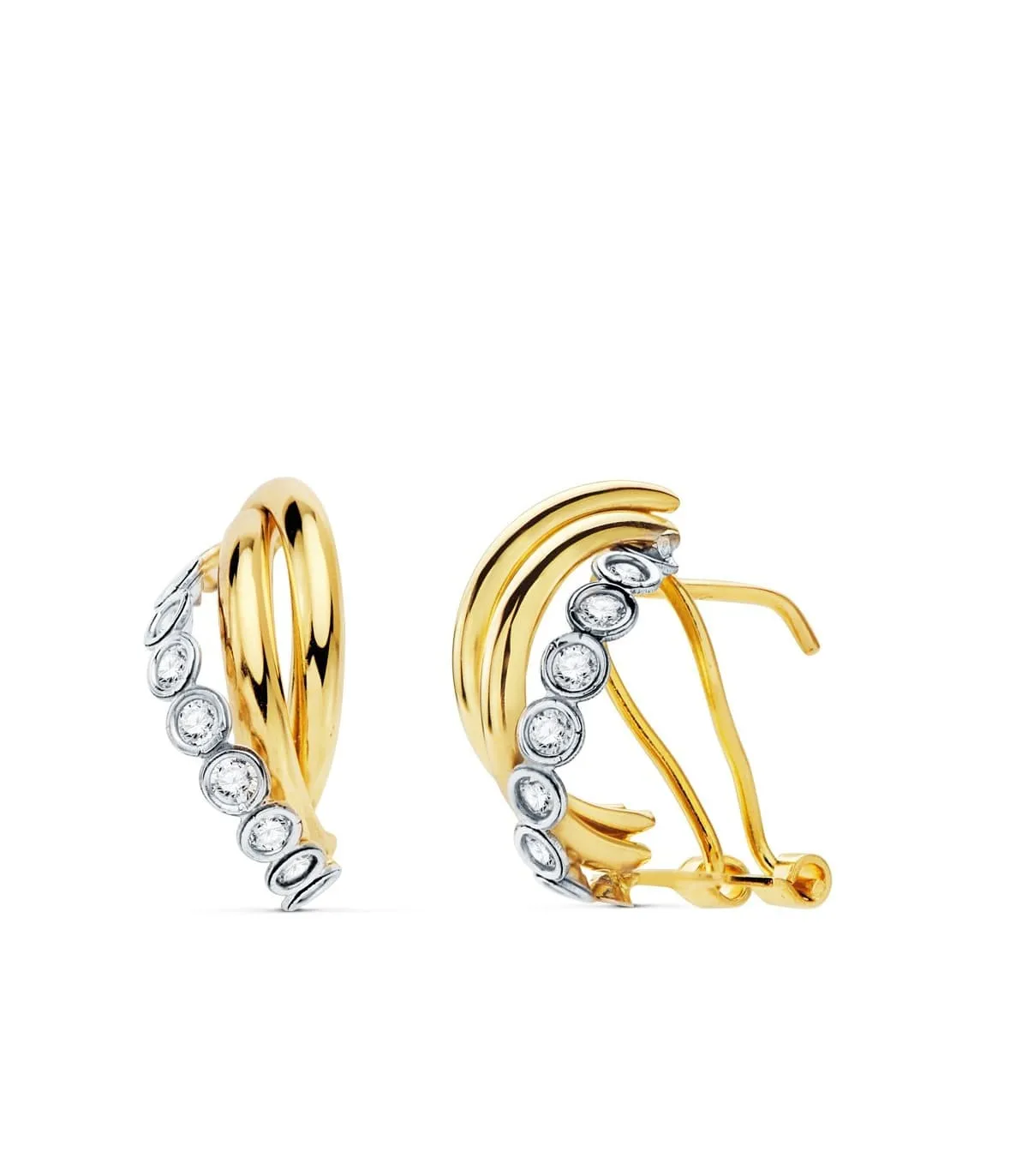 Boucles d'oreilles femme Cecilia Or Bicolore 18K