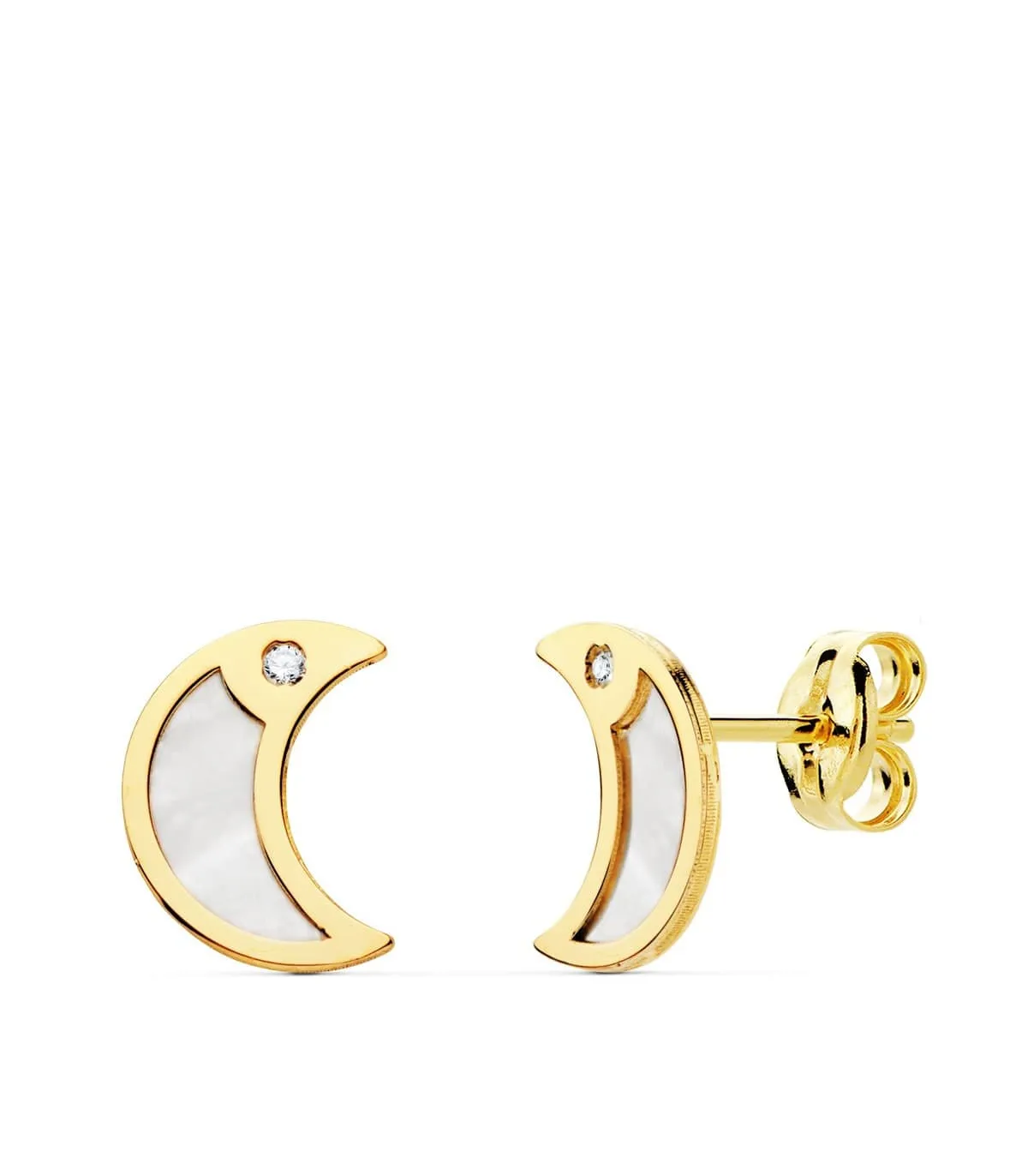 Boucles d'oreilles Space Or Jaune 18K Lune Nacre