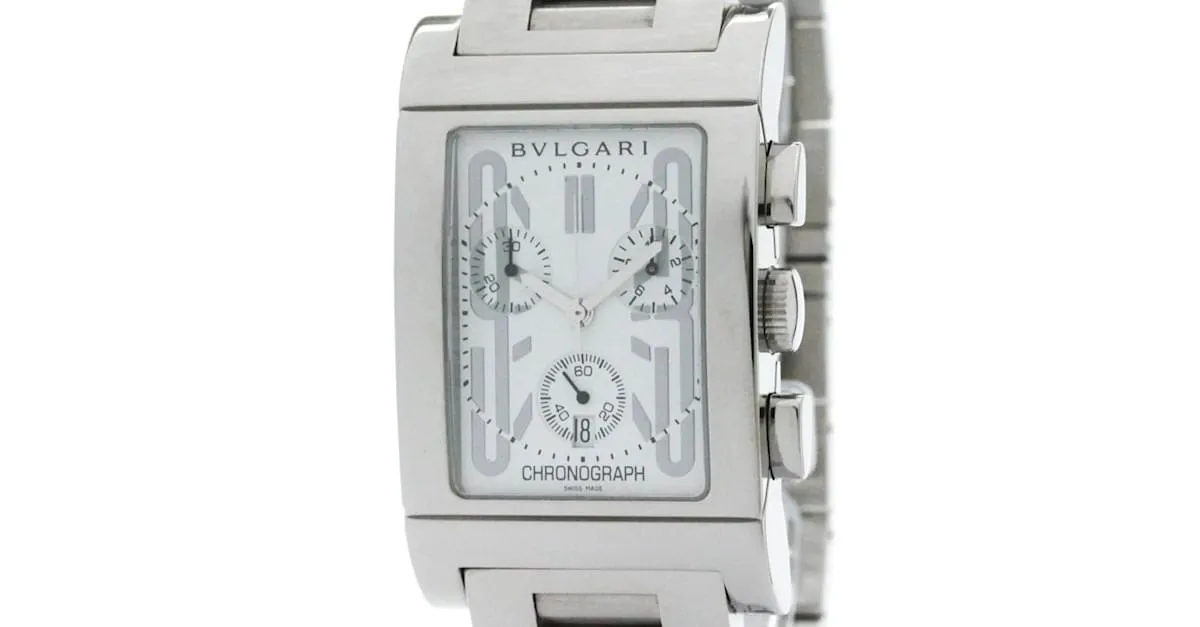 Bulgari Reloj para hombre Bvlgari Rettangolo de acero inoxidable de cuarzo RTC49S 