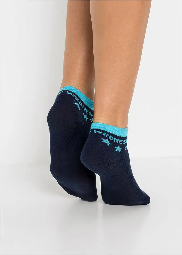 Calcetines cortos para niños (7 unidades) Azul oscuro con días de la semana