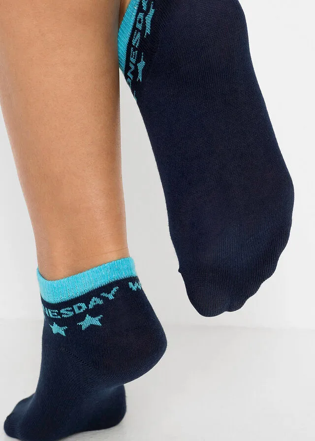 Calcetines cortos para niños (7 unidades) Azul oscuro con días de la semana