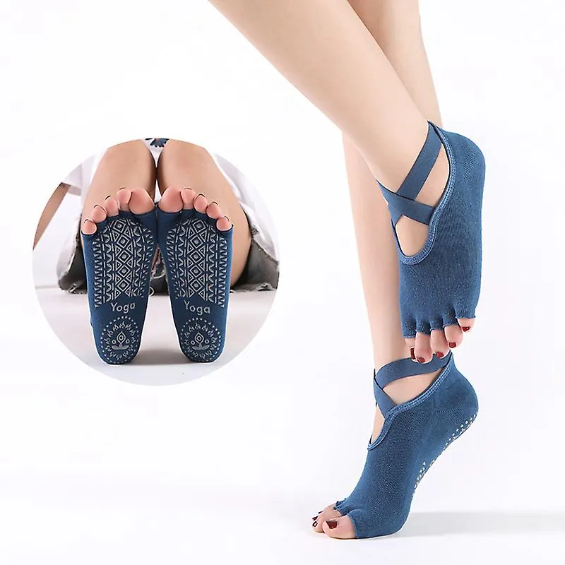 Calcetines de dedo del pie para mujer con agarres, calcetines antideslizantes de cinco dedos de los pies para yoga, pilates, bar