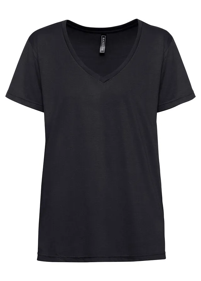 Camisa con escote en V Negro