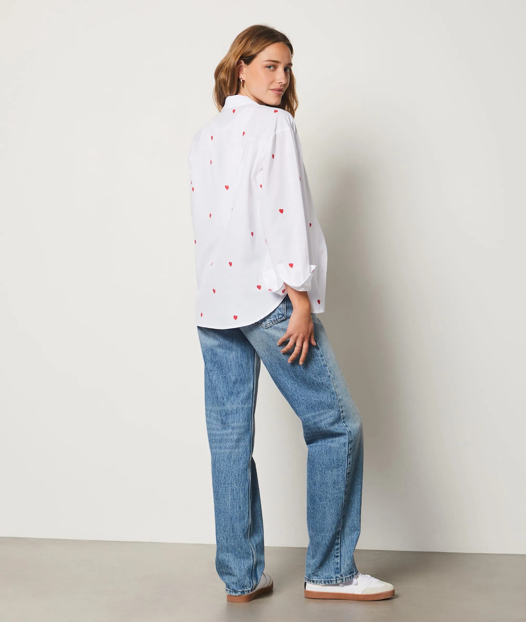 CAMISA CORTE ANCHO ESTAMPADO CORAZONES A CALICOEUR ROUGE  ETAM