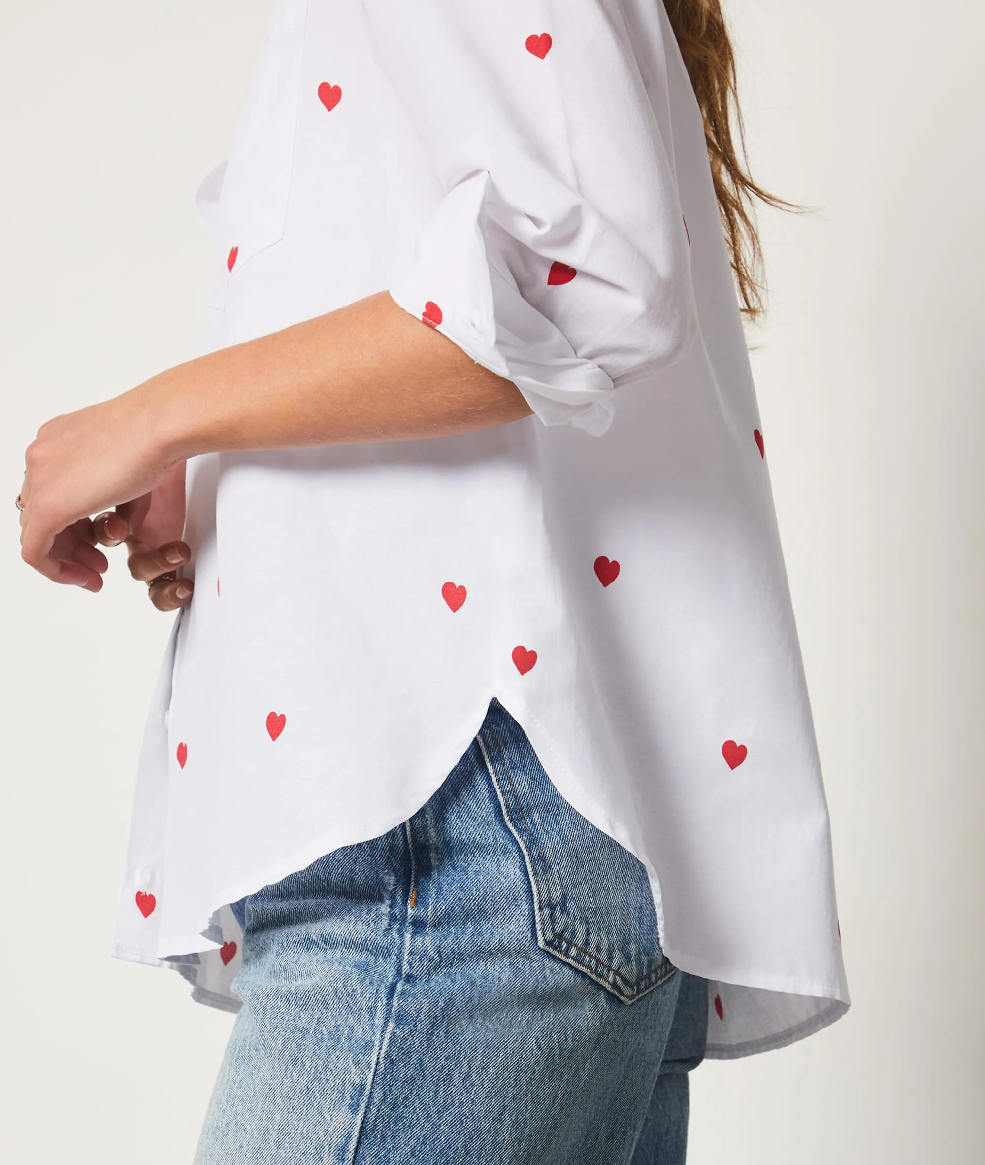 CAMISA CORTE ANCHO ESTAMPADO CORAZONES A CALICOEUR ROUGE  ETAM