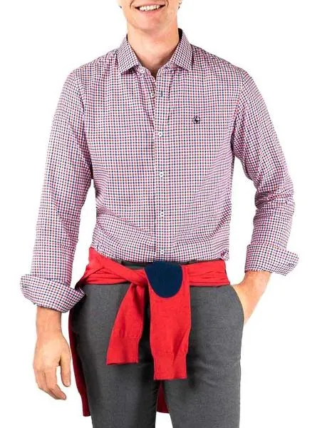 camisa el ganso bicolor azul y rojo para hombre