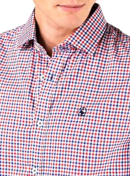 camisa el ganso bicolor azul y rojo para hombre
