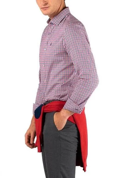 camisa el ganso bicolor azul y rojo para hombre