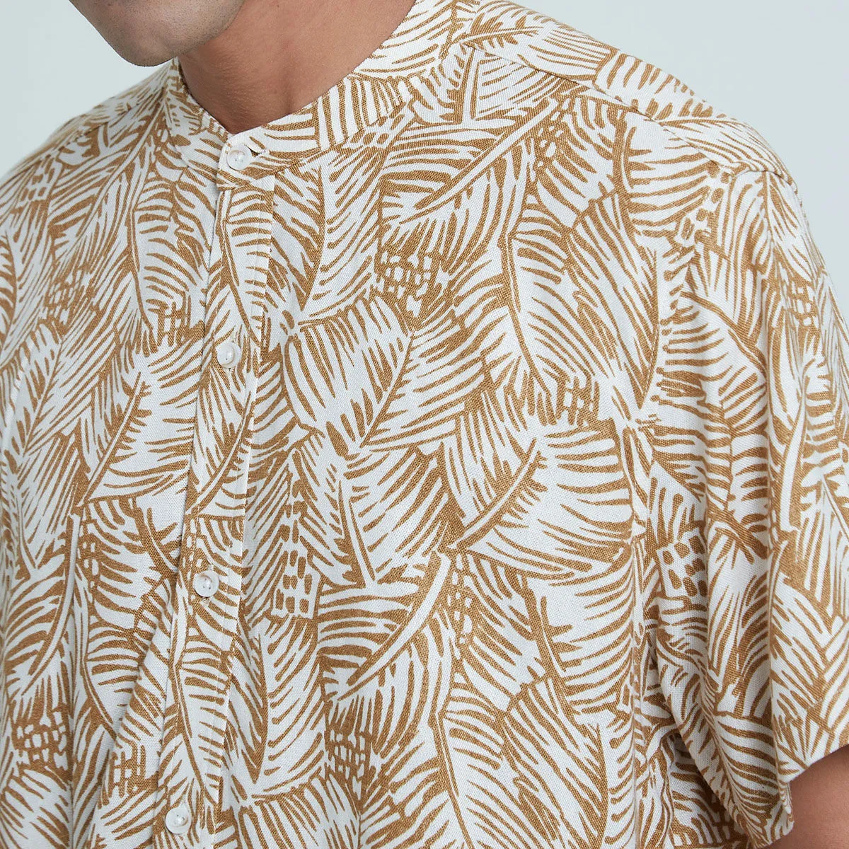 Camisa Estampada Con Cuello Mao