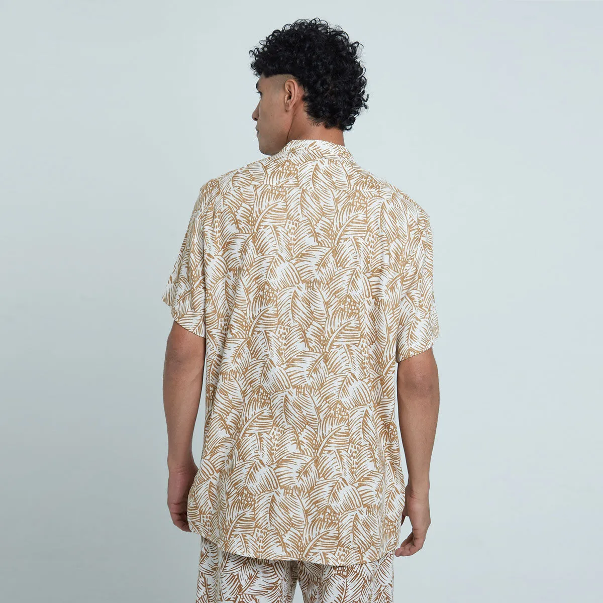 Camisa Estampada Con Cuello Mao