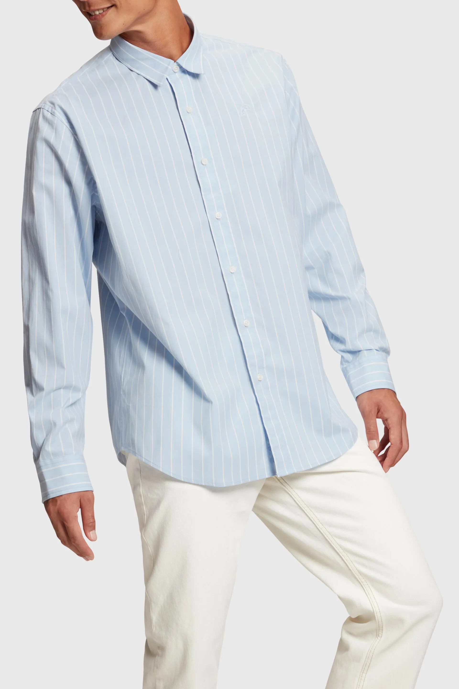 Camisa holgada de popelina con diseño a rayas
