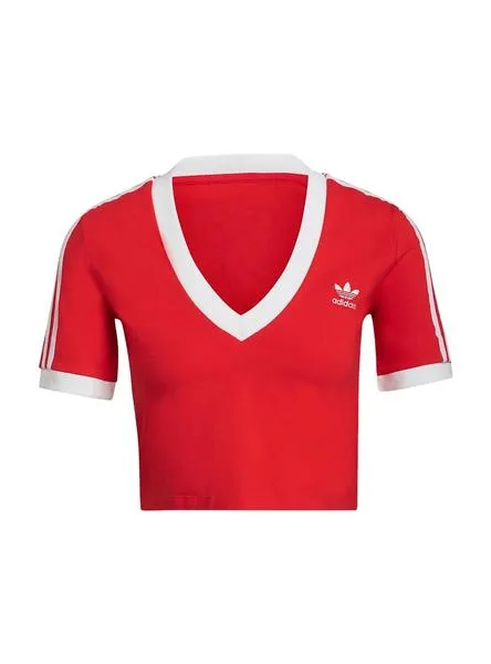 Camiseta Adidas Cropped Roja Para Mujer