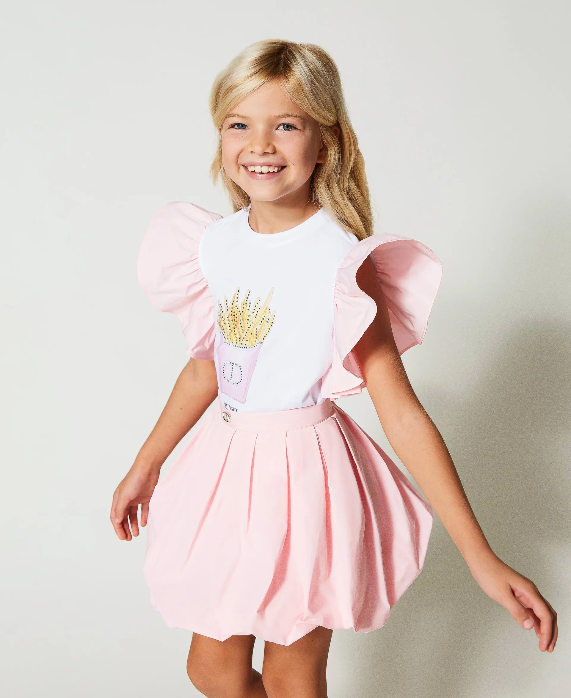 Camiseta con mangas de tafetán