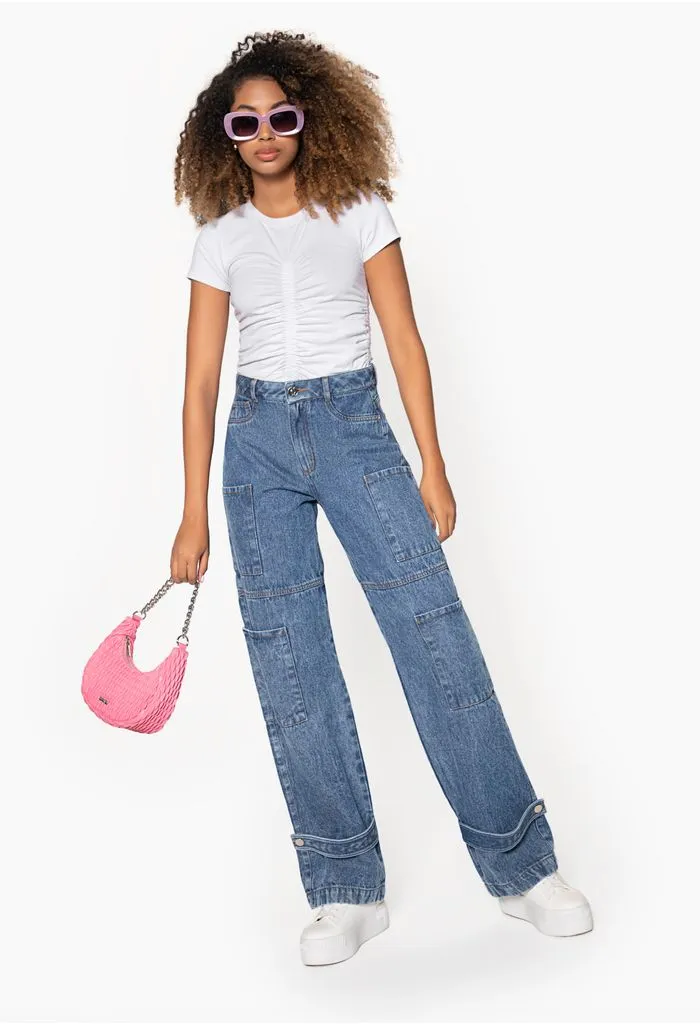 Camiseta con ruche en frente para mujer
