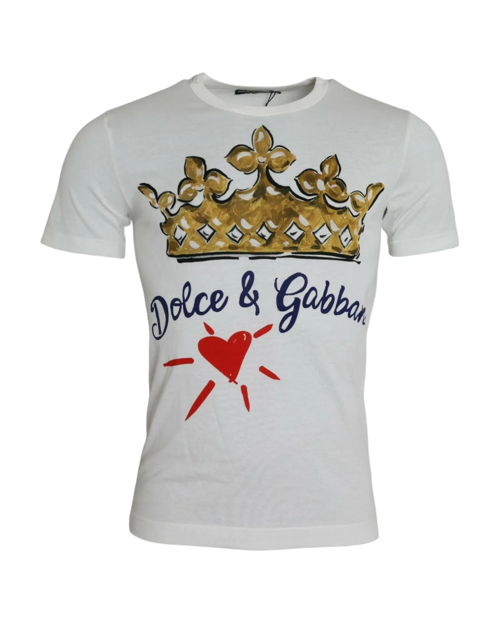 Camiseta de cuello redondo de algodón con estampado de coronas de Dolce & Gabbana