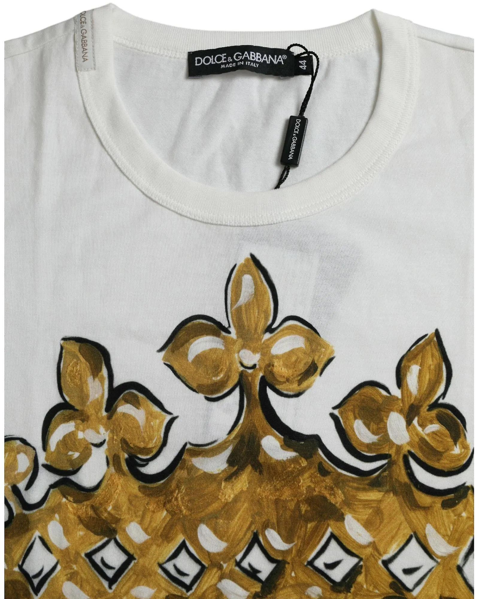 Camiseta de cuello redondo de algodón con estampado de coronas de Dolce & Gabbana
