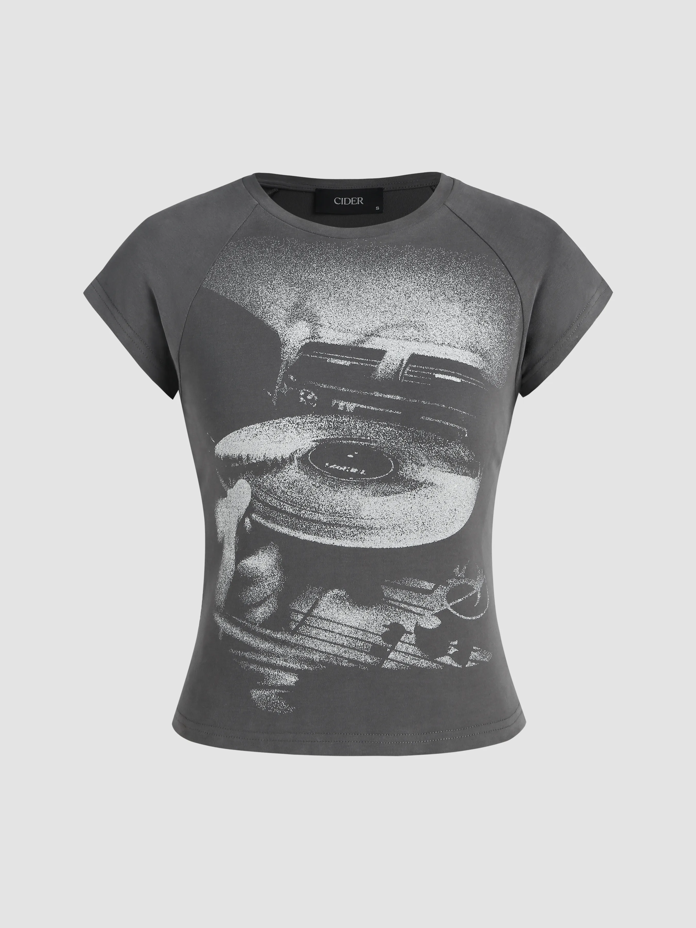 Camiseta de manga corta con gráfico de cuello redondo de jersey