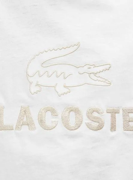 camiseta lacoste bordado beige para hombre