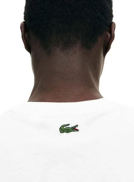 camiseta lacoste bordado beige para hombre