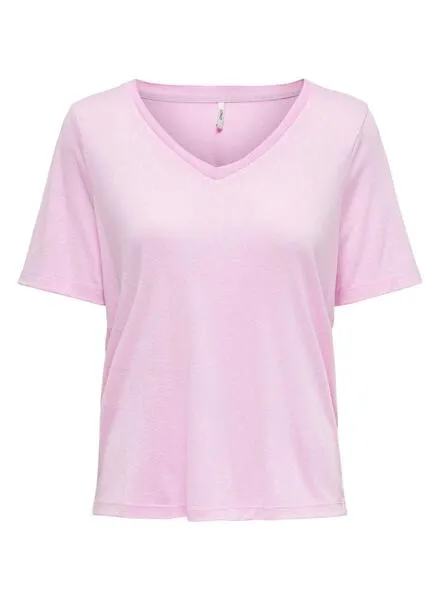 Camiseta Only Elise Rosa Para Mujer