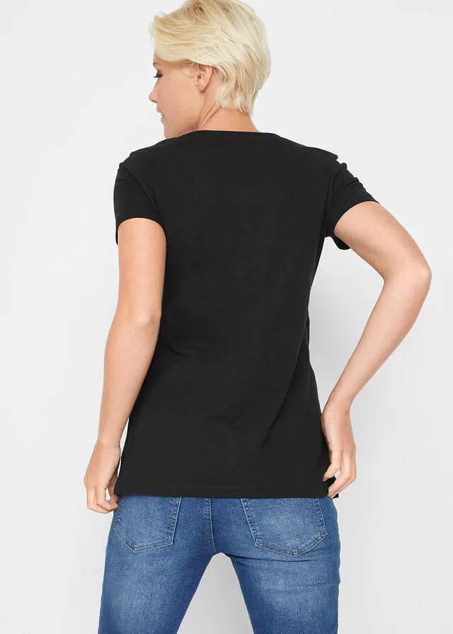 CAMISETA PREMAMá CON FUNCIóN PARA LACTANCIA, PAQUETE DOBLE NEGROBLANCO