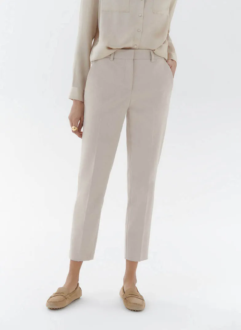 CAROLL PSIDIKO2  PANTALóN AHUSADO DE MEZCLA DE ALGODóN EN BEIGE