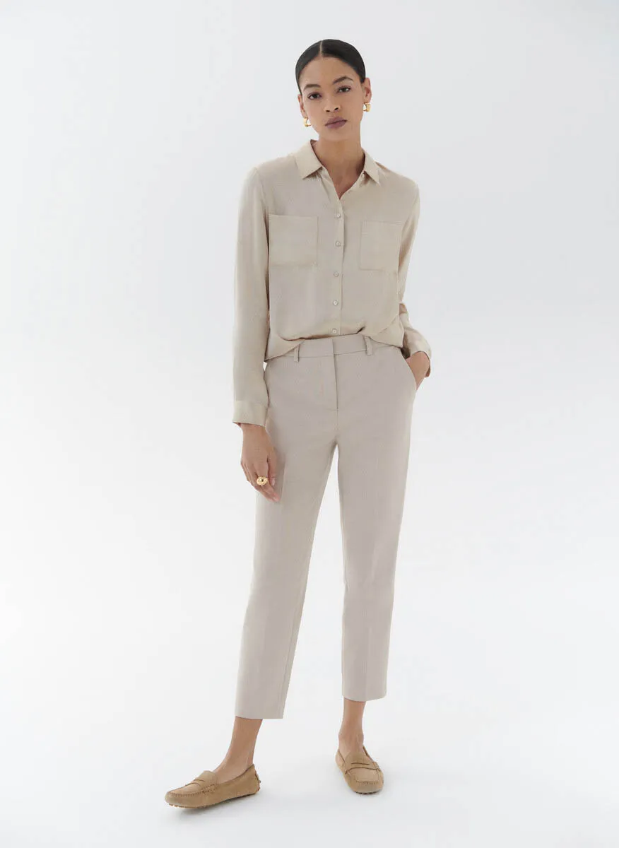 CAROLL PSIDIKO2  PANTALóN AHUSADO DE MEZCLA DE ALGODóN EN BEIGE