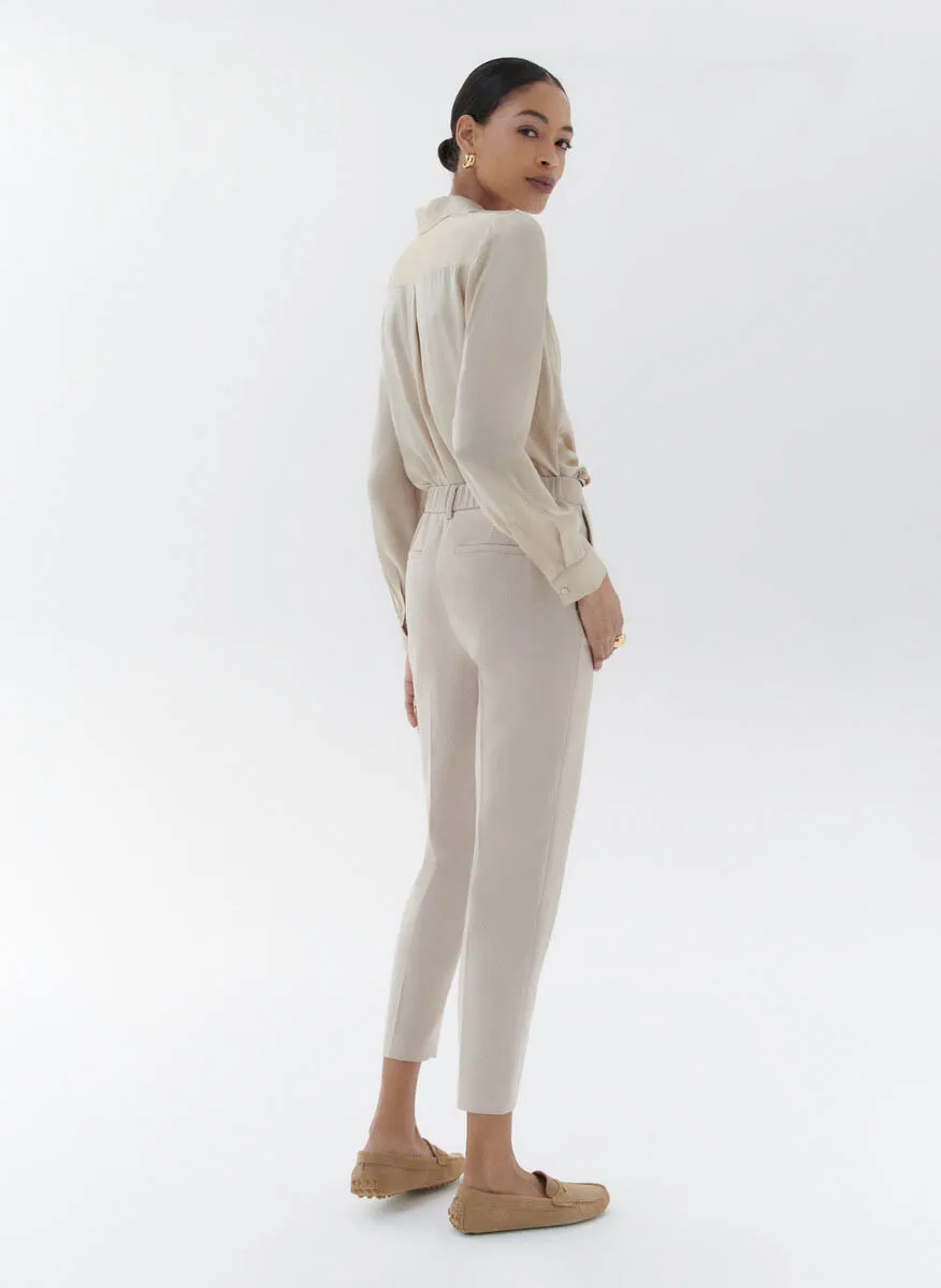 CAROLL PSIDIKO2  PANTALóN AHUSADO DE MEZCLA DE ALGODóN EN BEIGE