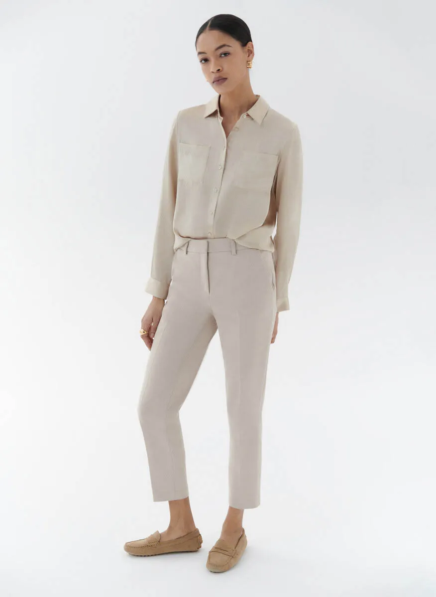 CAROLL PSIDIKO2  PANTALóN AHUSADO DE MEZCLA DE ALGODóN EN BEIGE