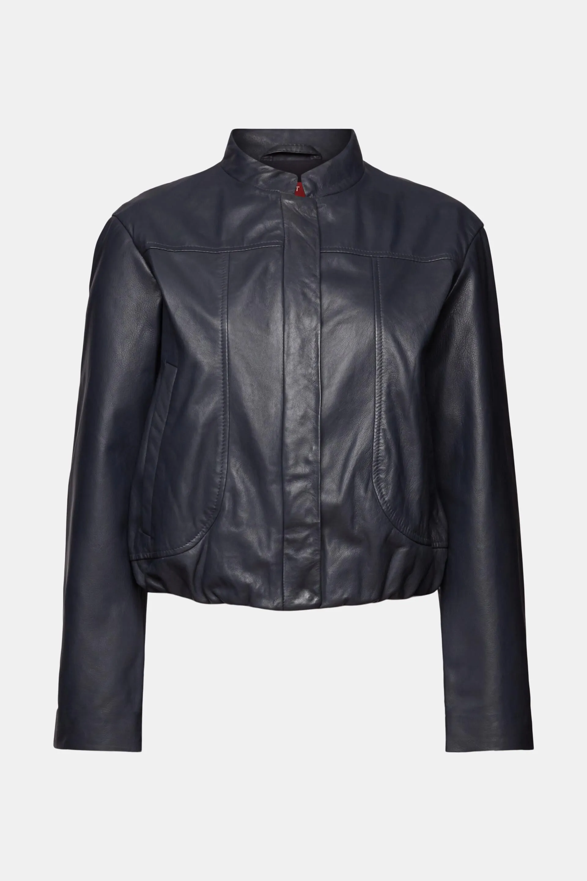 Cazadora de piel con cuello mao