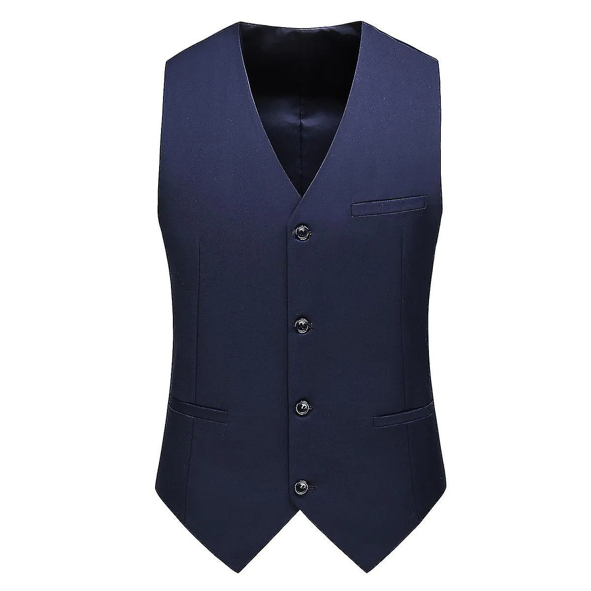 Chaleco de traje con cuello en V para hombre Chaleco de negocios de boda de color sólido