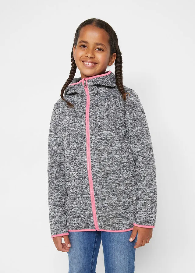 Chaqueta polar térmica con capucha para niña Gris jaspeado