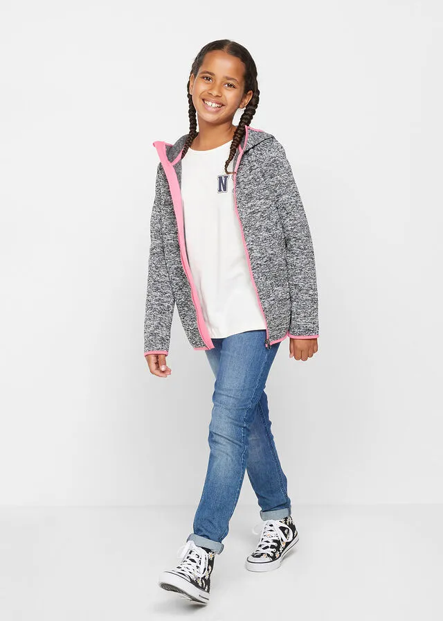 Chaqueta polar térmica con capucha para niña Gris jaspeado