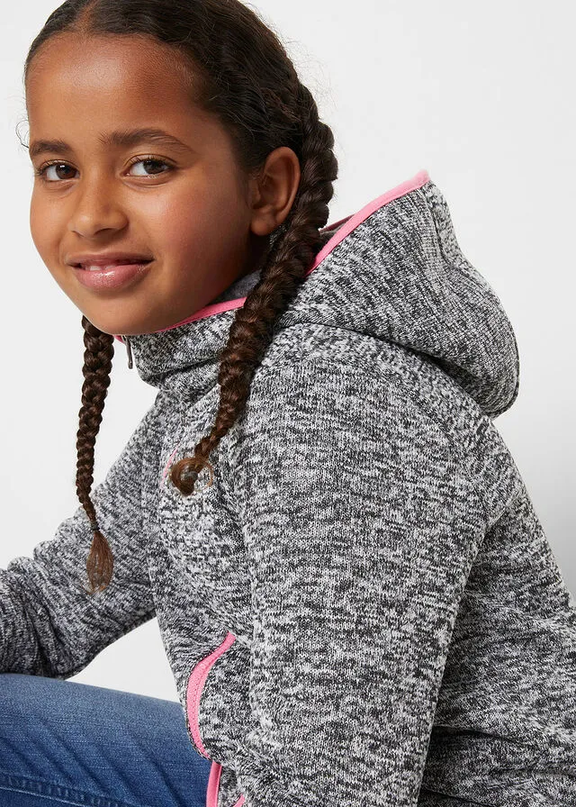 Chaqueta polar térmica con capucha para niña Gris jaspeado