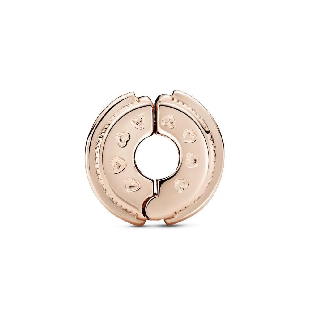 Clip Pandora Rose con circonitas cúbicas transparentes y agarre de silicona con el logo