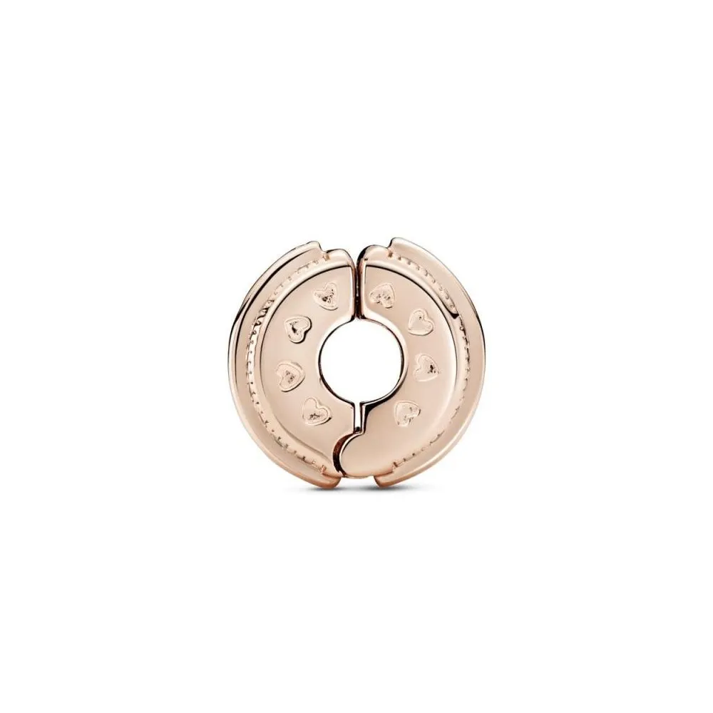 Clip Pandora Rose con circonitas cúbicas transparentes y agarre de silicona con el logo
