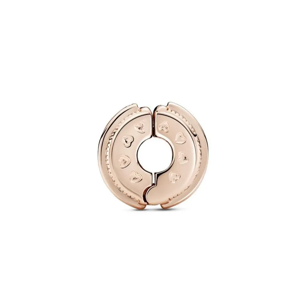 Clip Pandora Rose con circonitas cúbicas transparentes y agarre de silicona con el logo