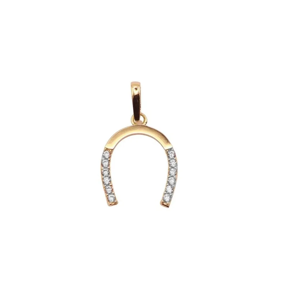 Colgante Herradura oro 18k con circonitas. Medidas 10x11 mm + anilla