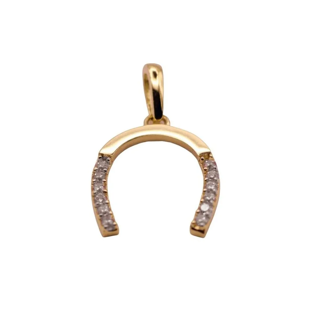 Colgante Herradura oro 18k con circonitas. Medidas 10x11 mm + anilla