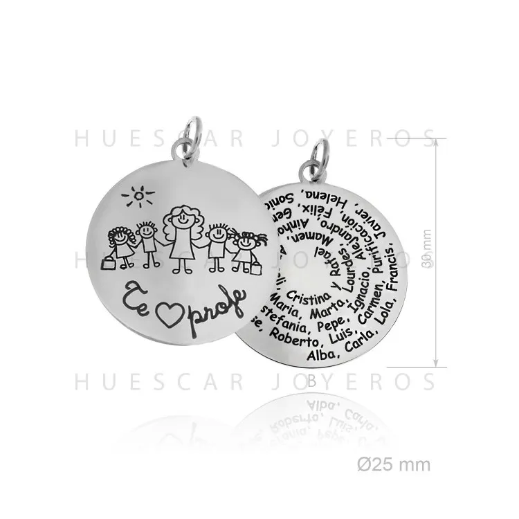 Colgante para profesora con cadena incluida en plata de ley