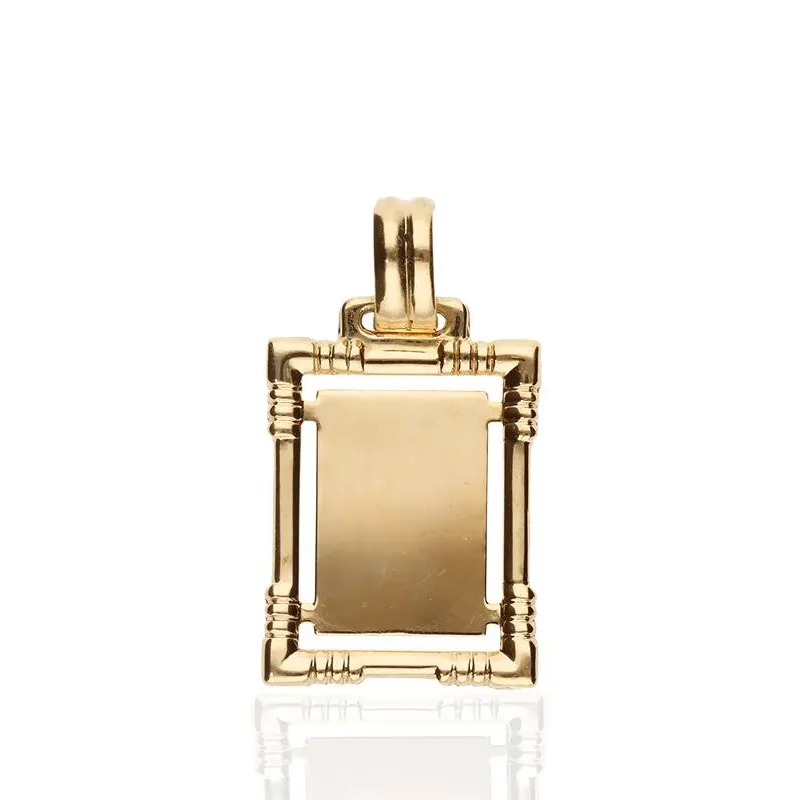 Colgante Placa con Marco Oro 18k