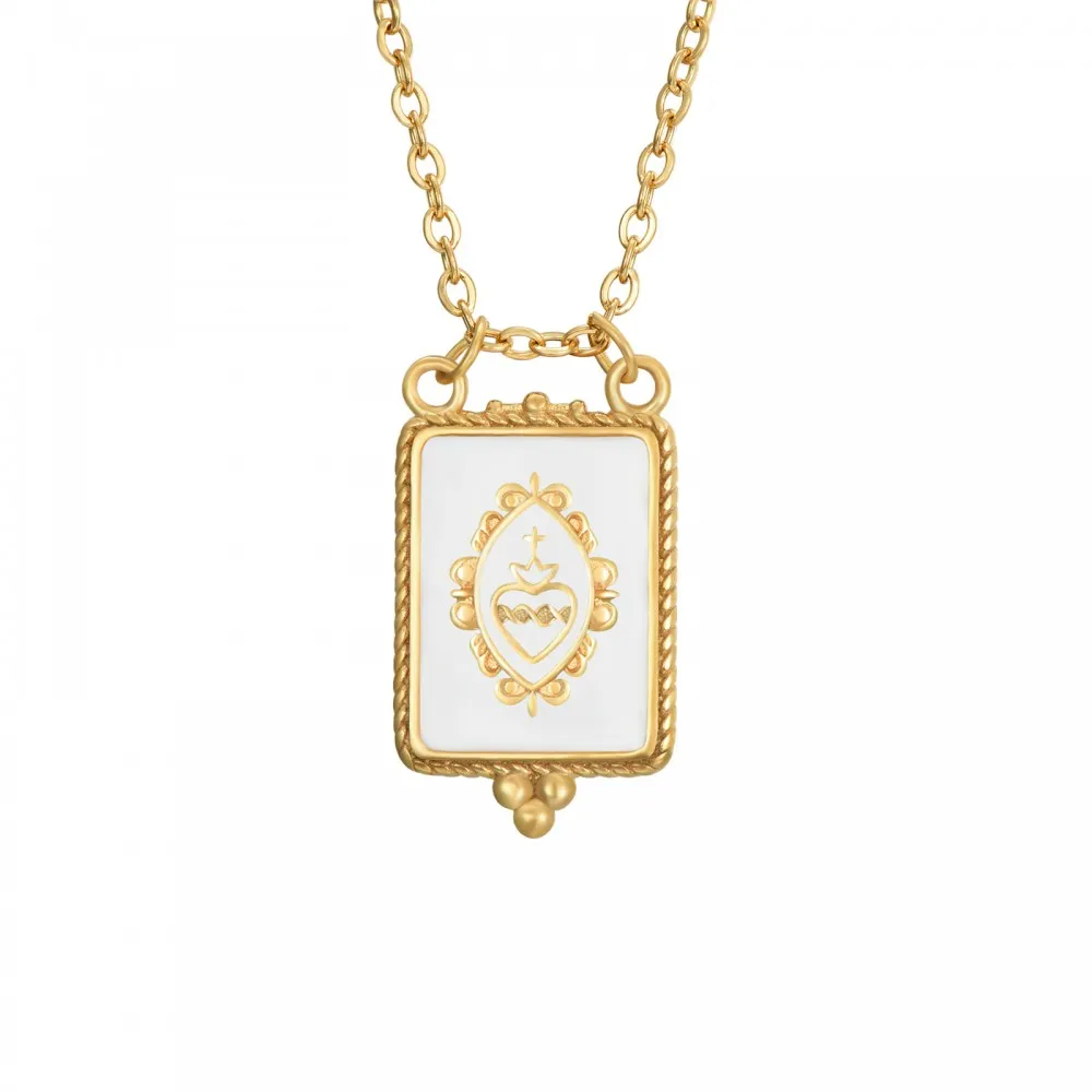 Collar Sagrado Corazón Blanco Oro