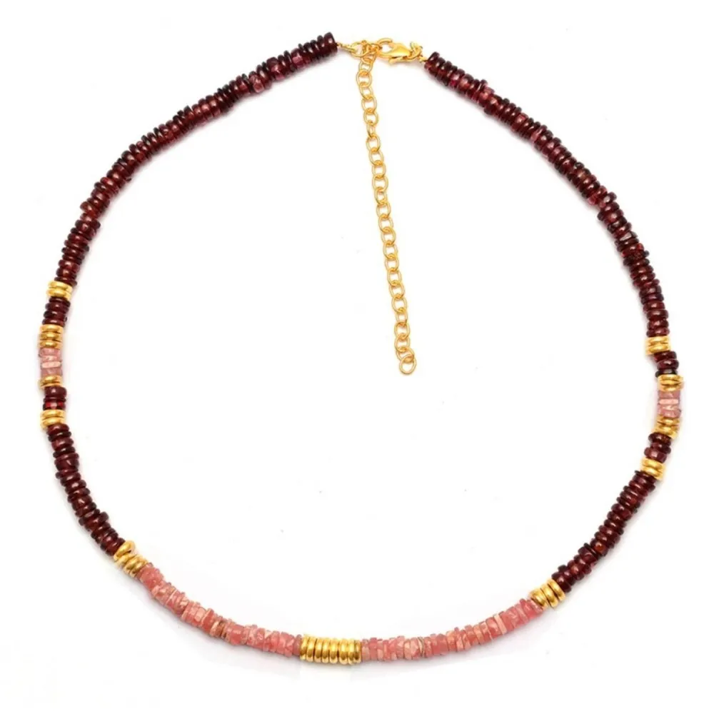 Collar Yady Granate & Rodocrosita Oro