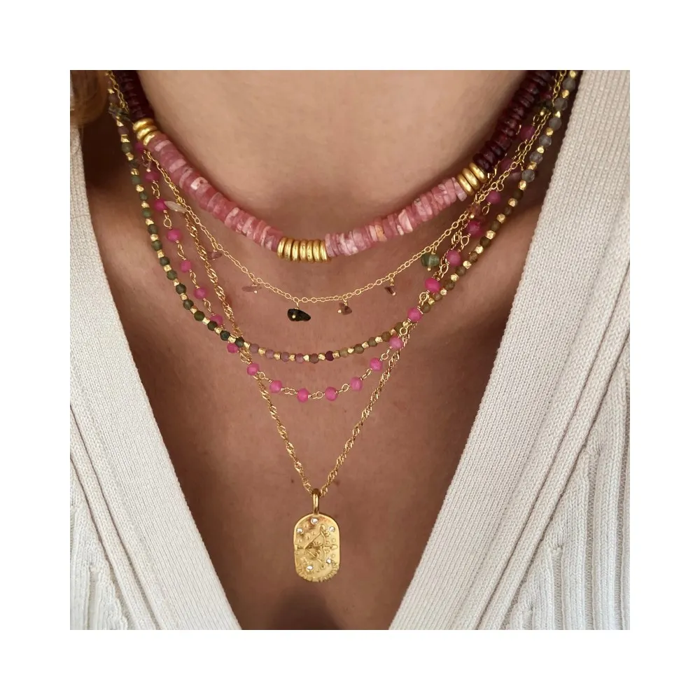 Collar Yady Granate & Rodocrosita Oro