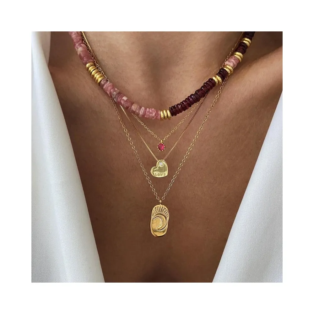 Collar Yady Granate & Rodocrosita Oro