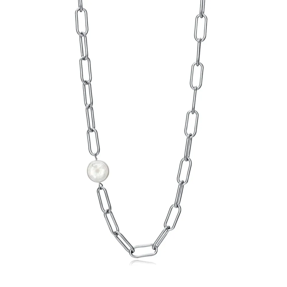 Collara Viceroy Fashion de acero con cadena larga y perla para mujer