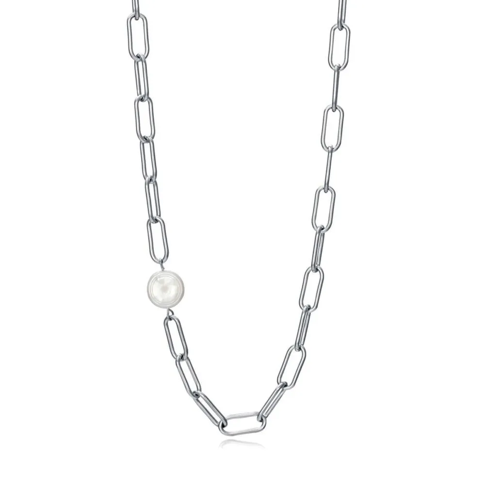 Collara Viceroy Fashion de acero con cadena larga y perla para mujer
