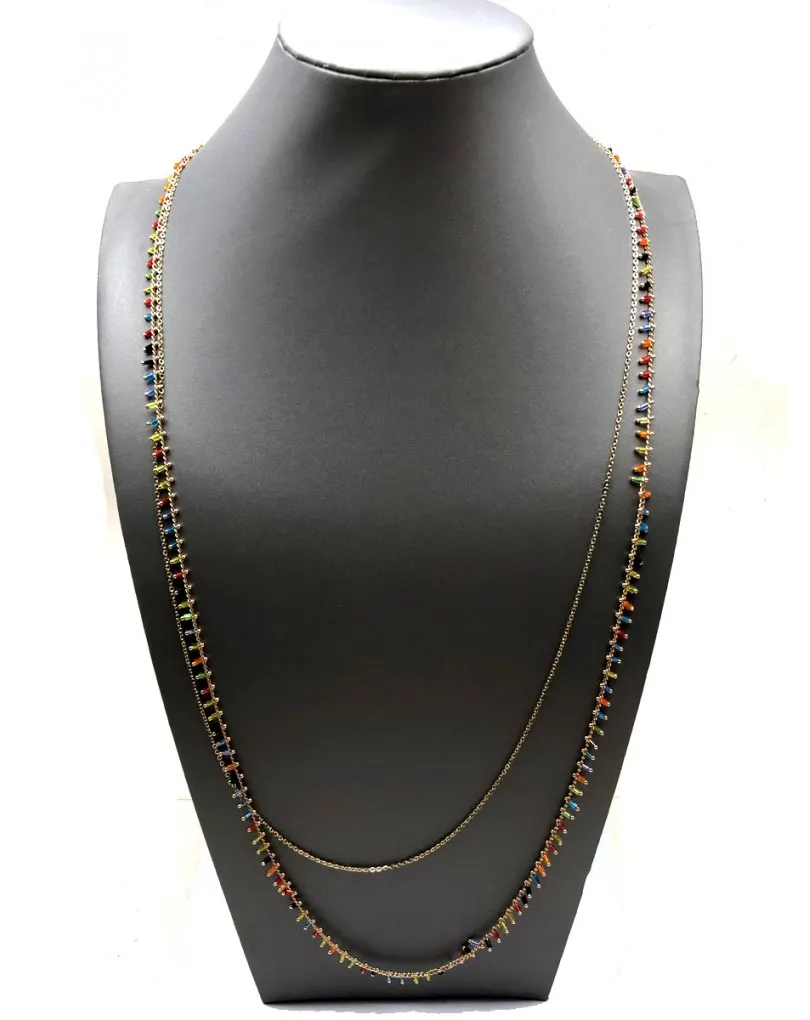 COLLARES LARGOS DE MUJER CON CUENTAS DE CRISTAL MULTICOLOR