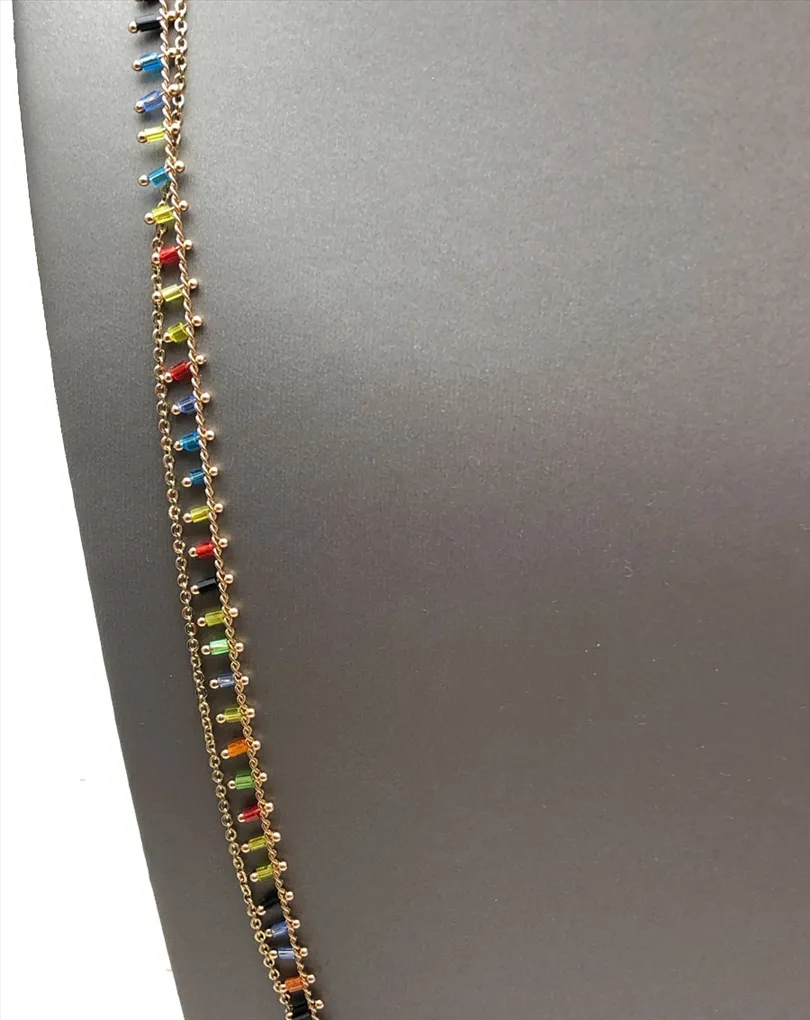 COLLARES LARGOS DE MUJER CON CUENTAS DE CRISTAL MULTICOLOR