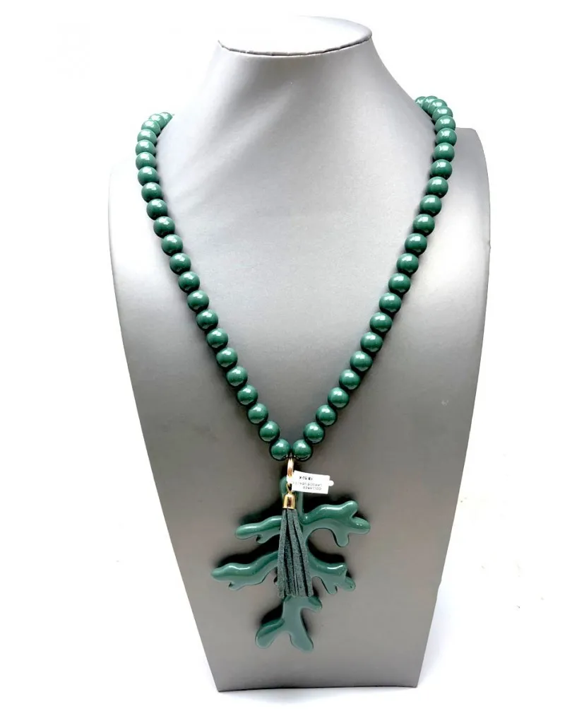 COLLARES LARGOS VERDES CON CORAL VENTA ONLINE